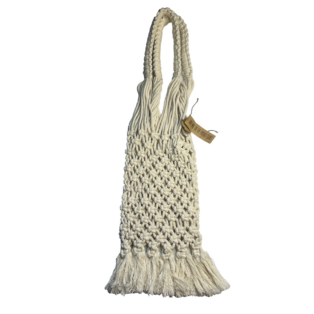 Handmade Macrame Handbag Purse Crochet Boho Bag Neutral Minimal Travel Beach